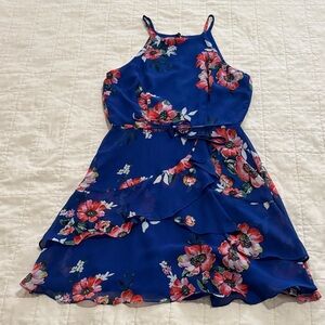 BCX Navy Floral Layered Mini Dress